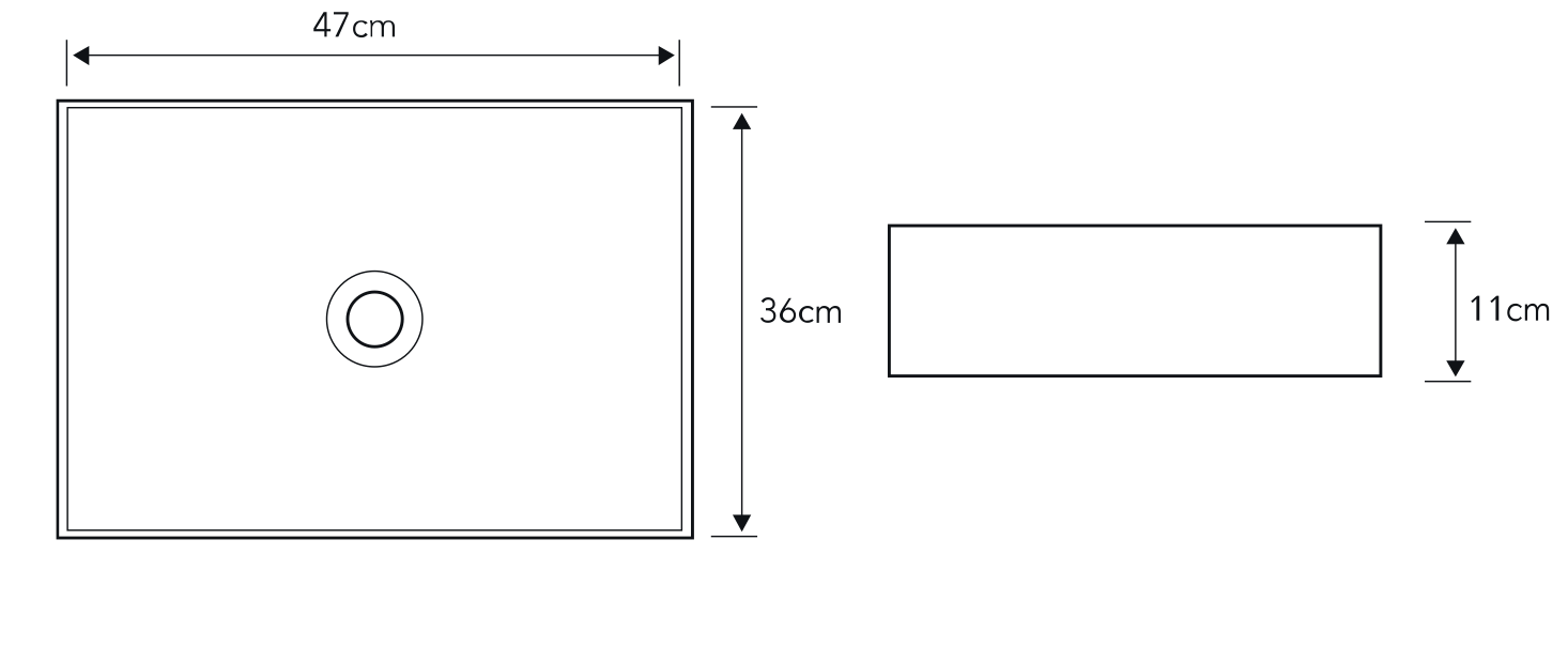 Countertop sink – Rectangular 47×36 cm – White –
