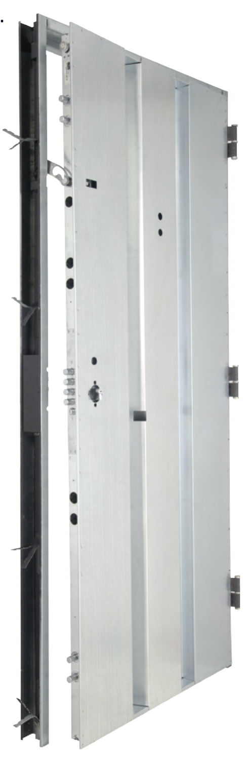 Entrance door, security steel – PVC oak – 80 cm – left-hand opening