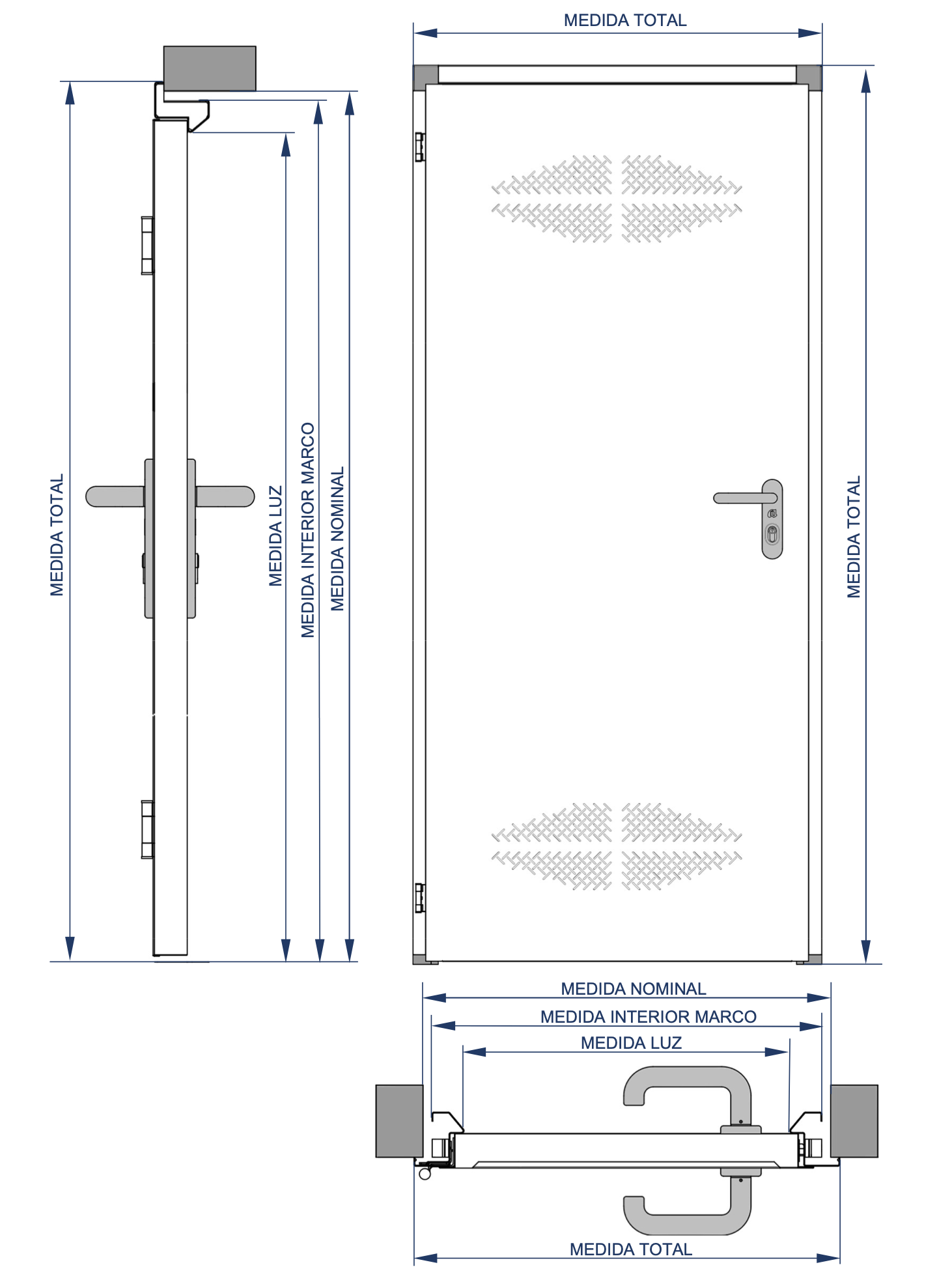 باب متعدد الأغراض مع شبك – معدني – 89 سم – قابل للعكس