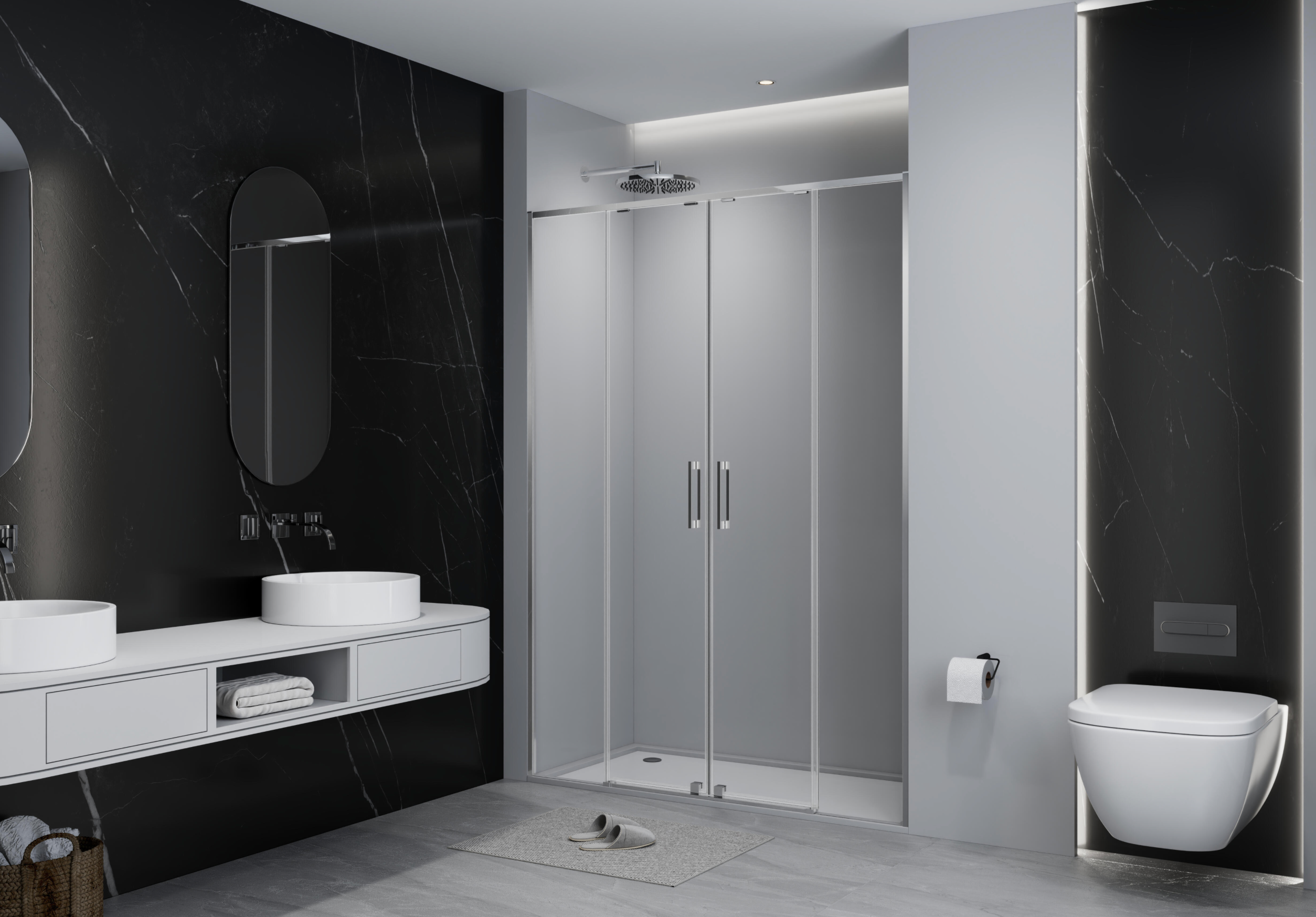 كابينة دش TEKA Inca Slim مقاس 170×200 سم – بابان منزلقان – كروم