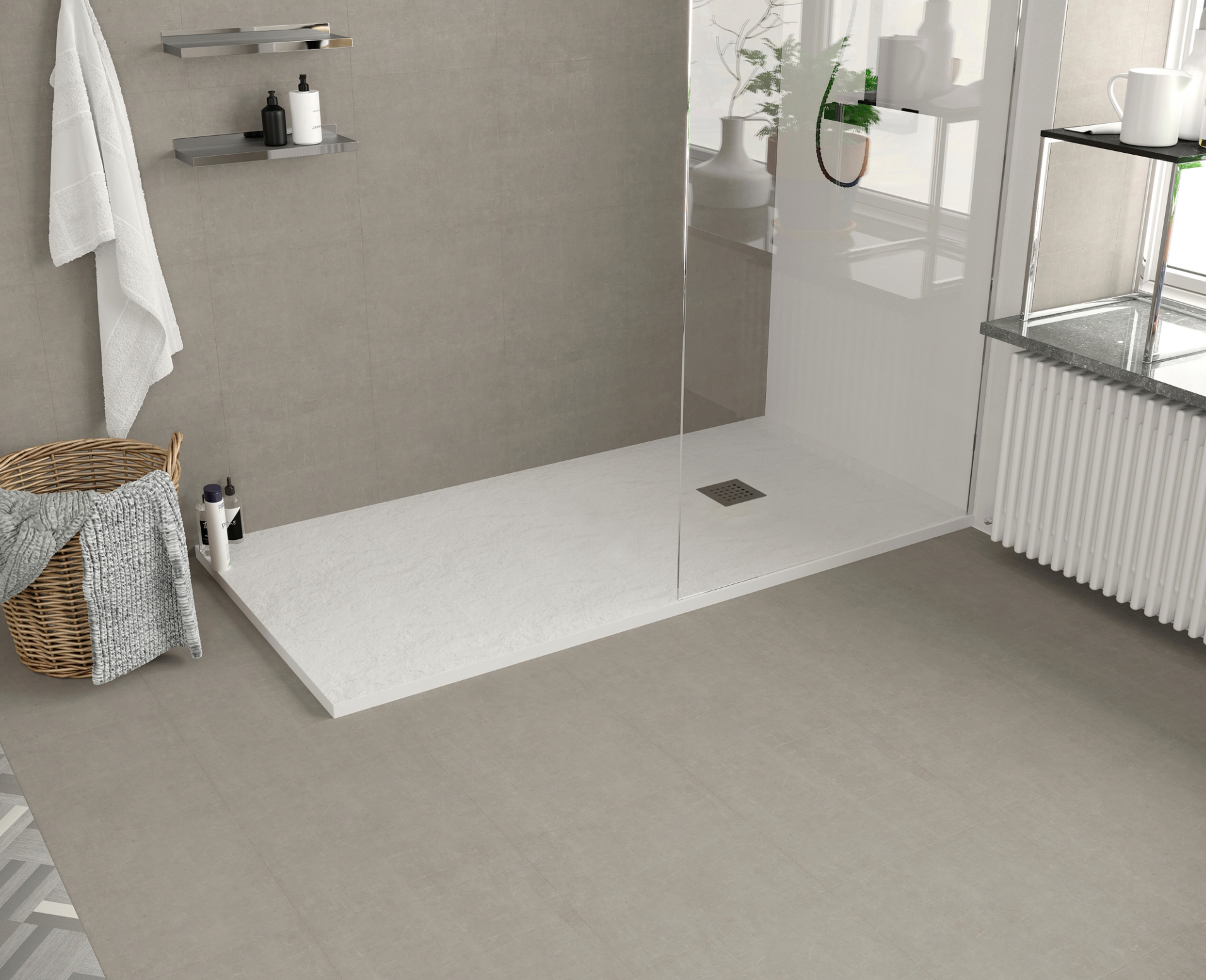 Duschwanne Rechteckig Valencia Kunstharz – Blanc – 70×120×3 cm