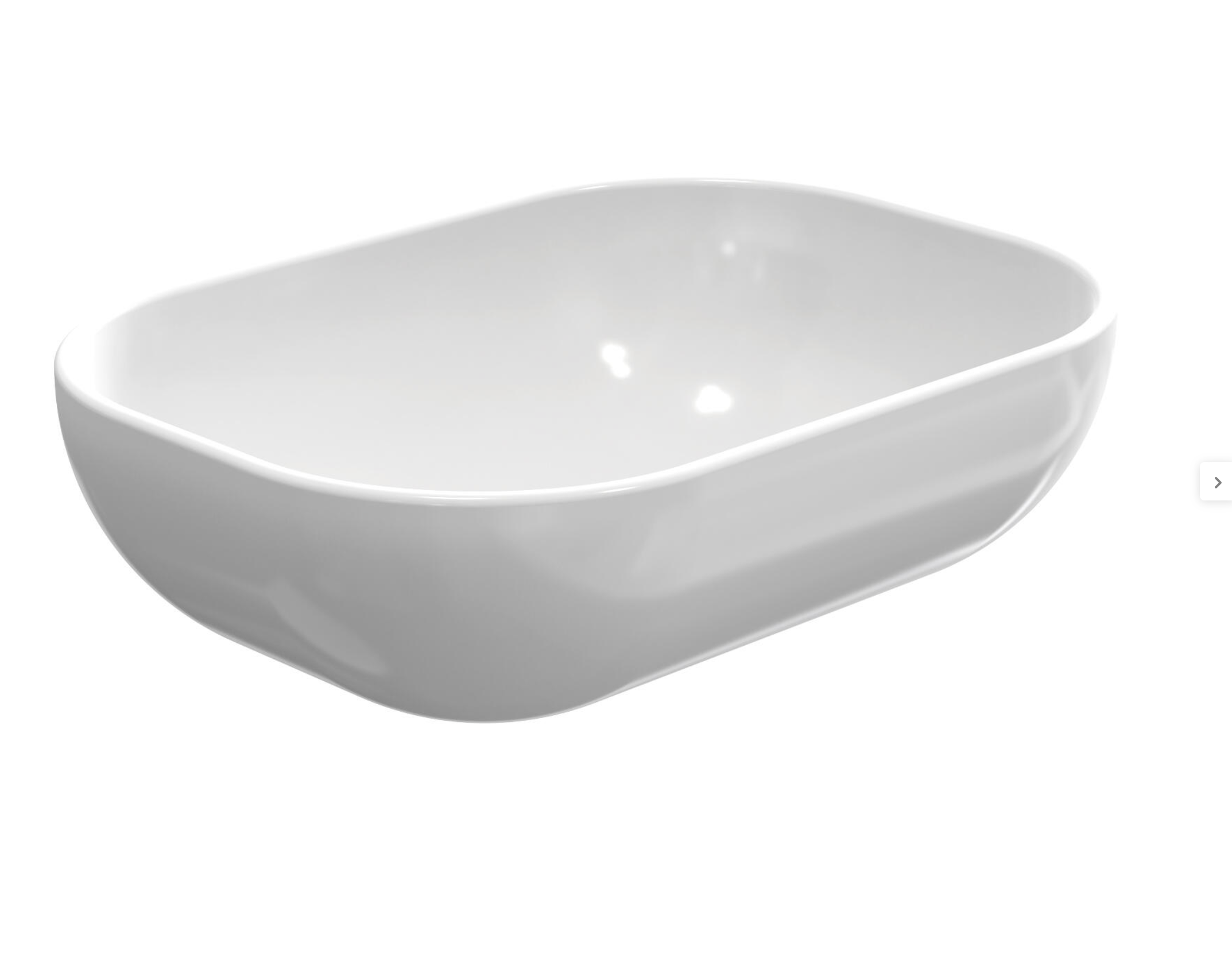 Oval countertop sink – Glossy white – 46.5 × 34 × 12 cm