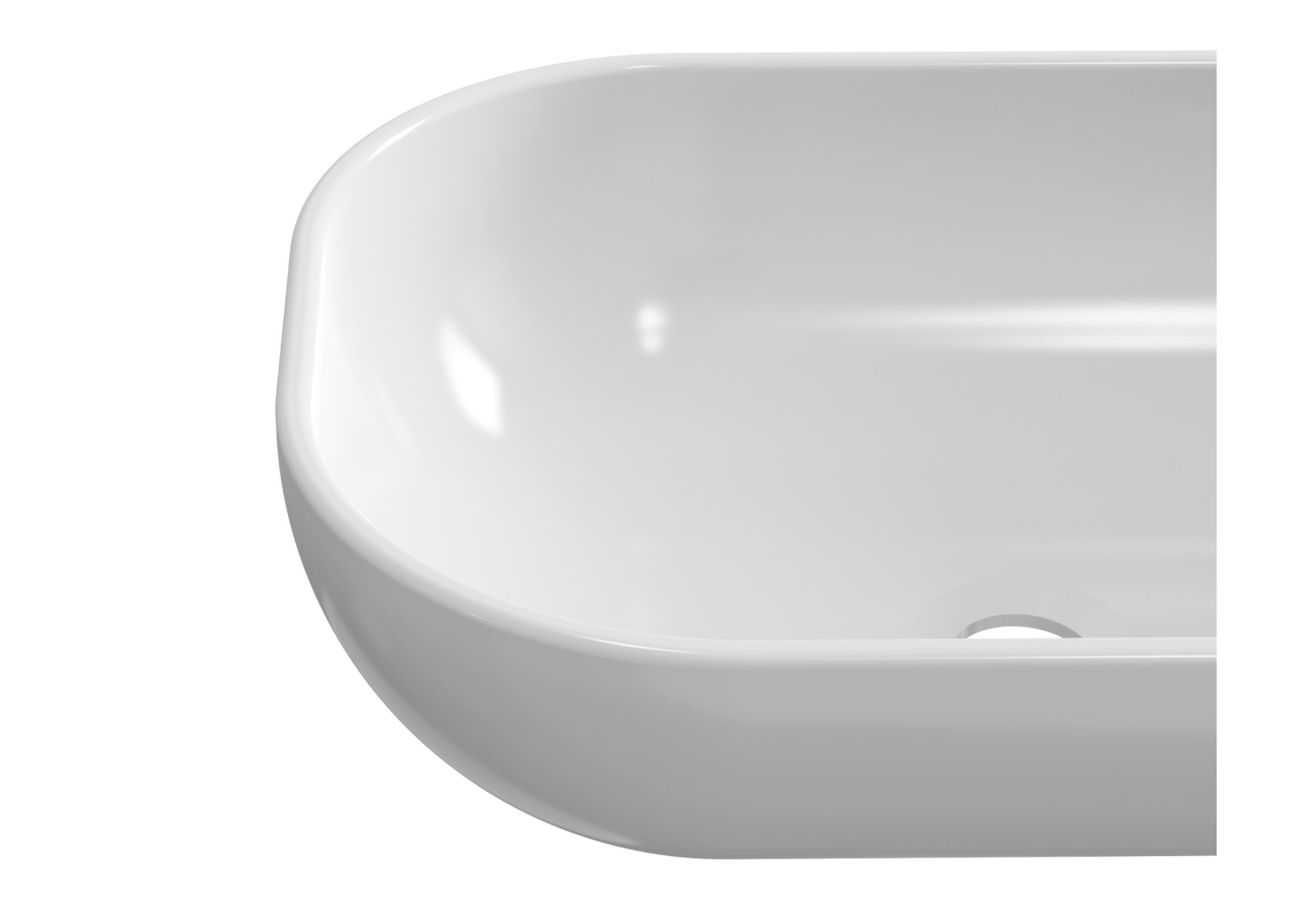 Oval countertop sink – Glossy white – 46.5 × 34 × 12 cm