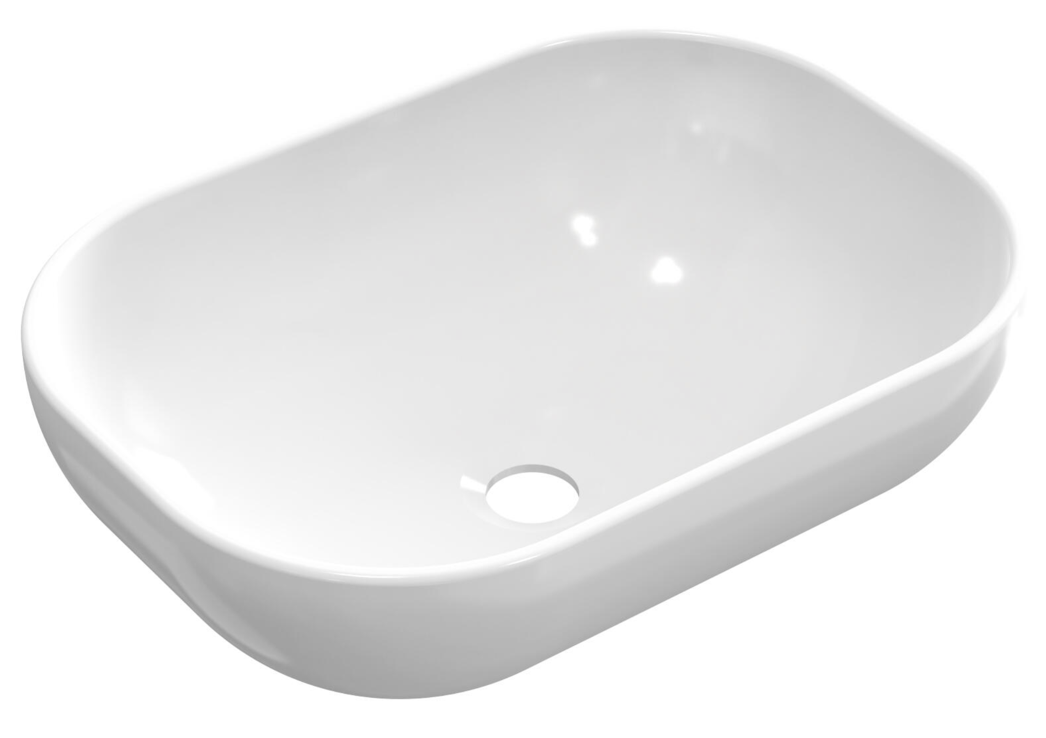 Oval countertop sink – Glossy white – 46.5 × 34 × 12 cm