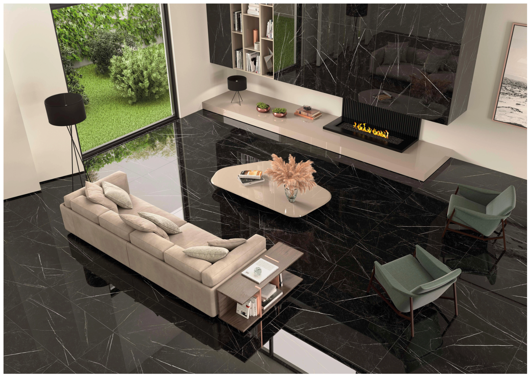 Porseleinen vloer Essential Black Gepolijst – 59×119cm 28,99€/m²