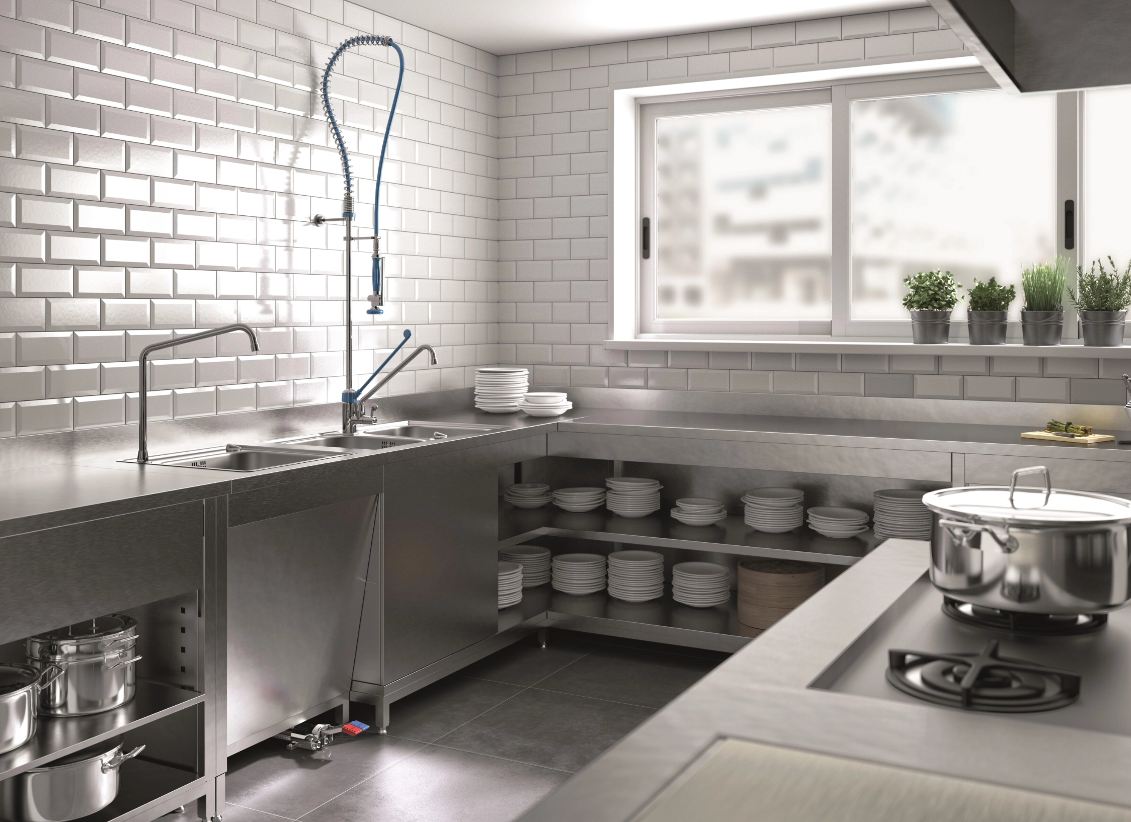 Monomando keukenkraan INDUSTRIEEL – Ø3,8cm aansluiting