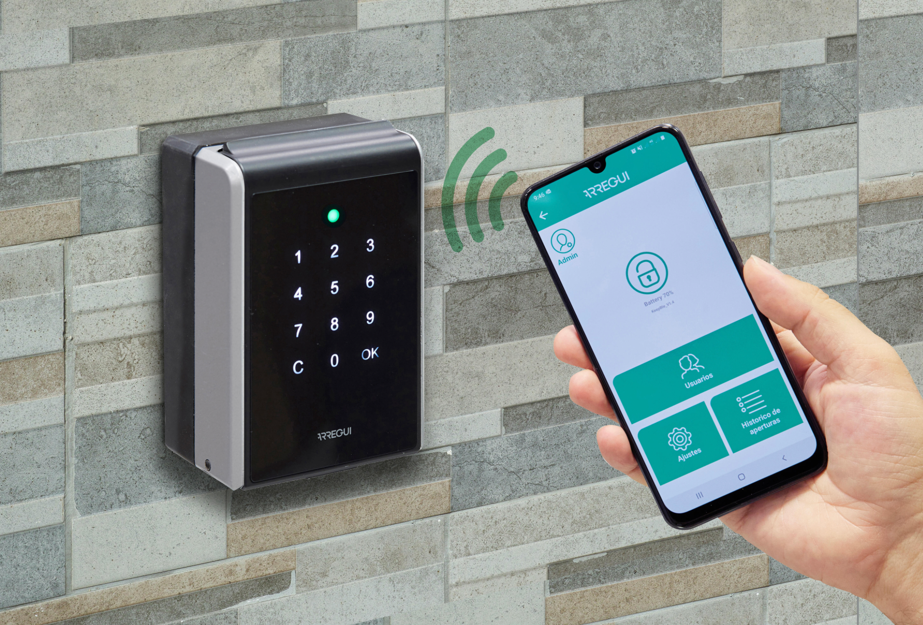 KEEPER‑E electronic key safe – Silver (Plata) – 38 × 12 × 8 cm