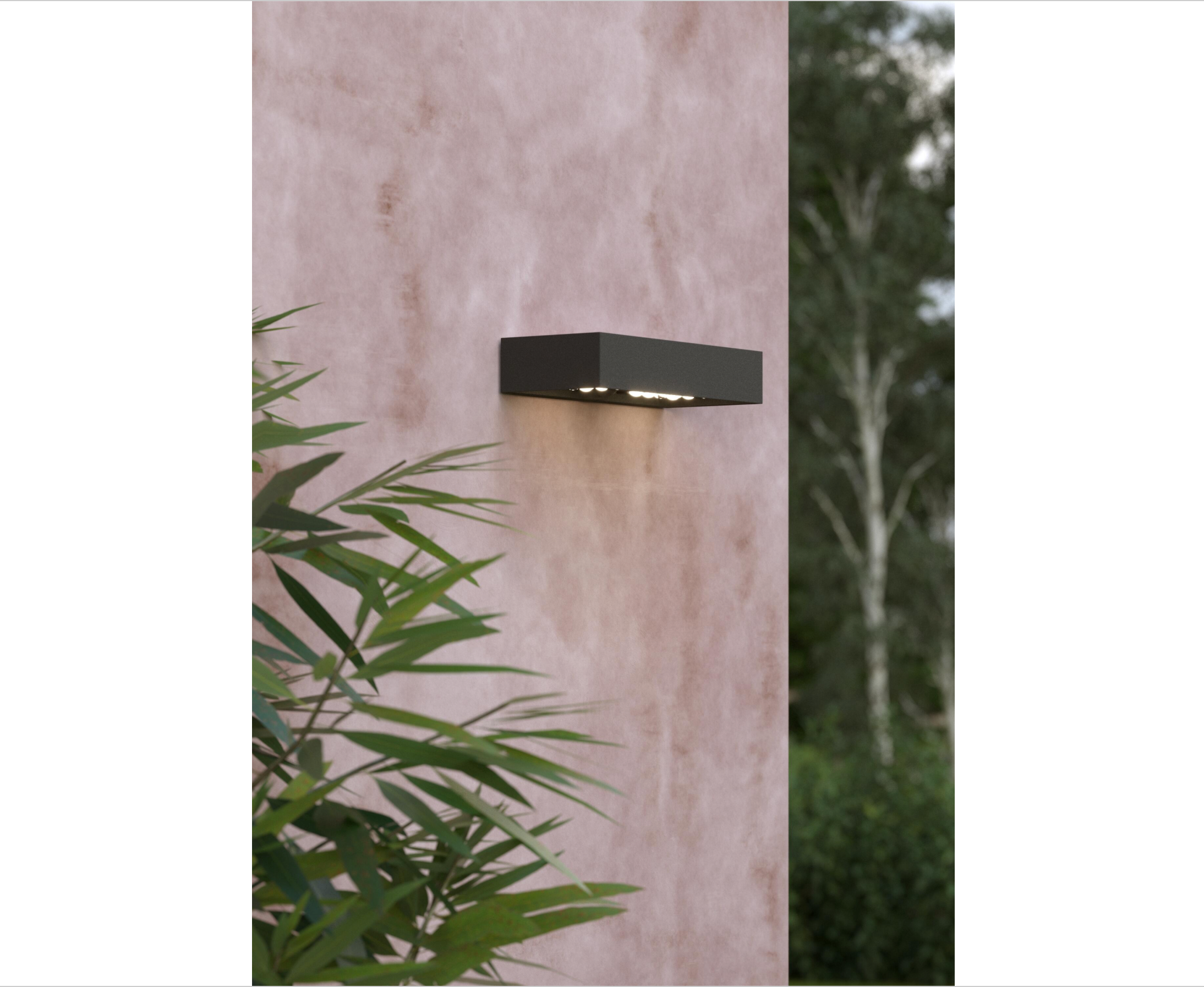 Aplique LED solar ARA – 8,7 W – aprox. 23 × 9,5 × 4,3 cm