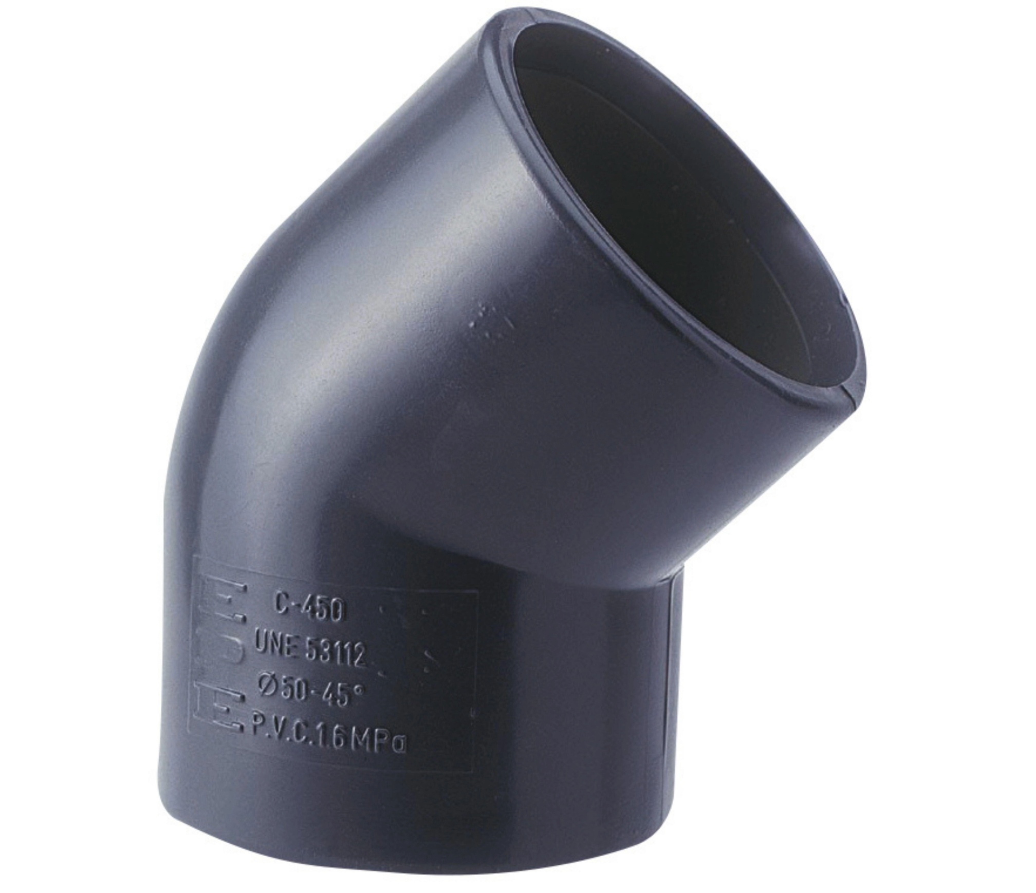 PVC pershoek 45° – 50mm – drukbuis, persaansluiting
