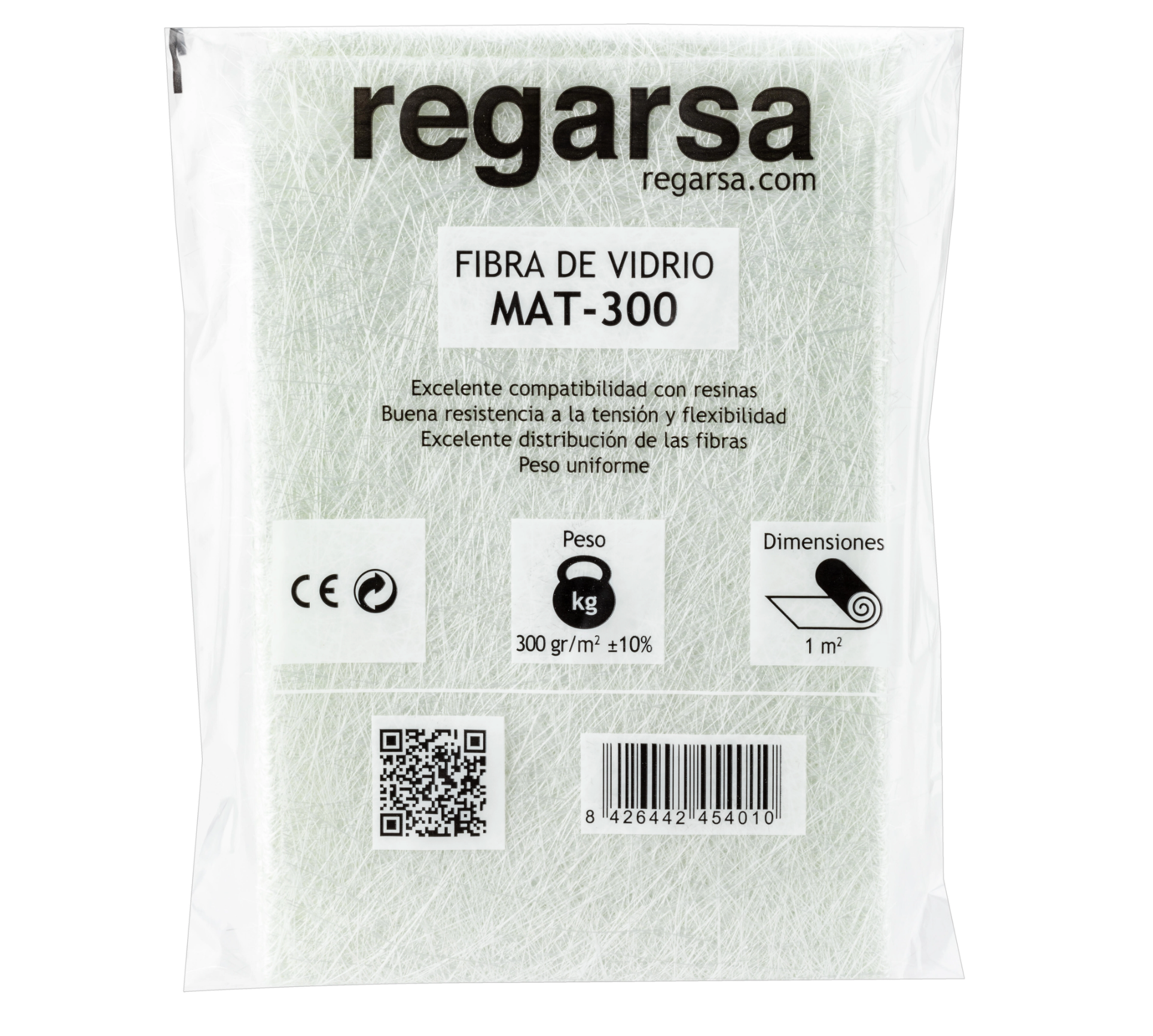 Glasfasermatte MAT‑300 – 300 g/m², Rolle 1 × 50 cm