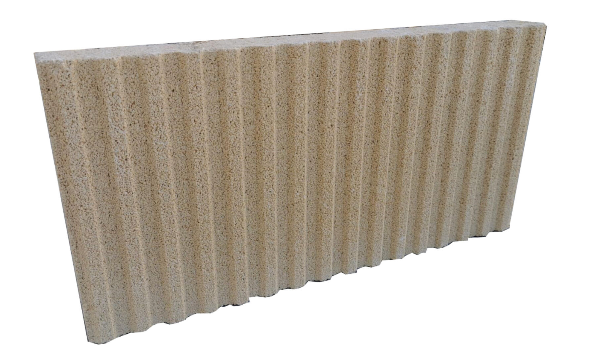 Mauerabdeckplatte aus Beton – Creme, 40 × 20 × 4 cm, gerillte Oberfläche