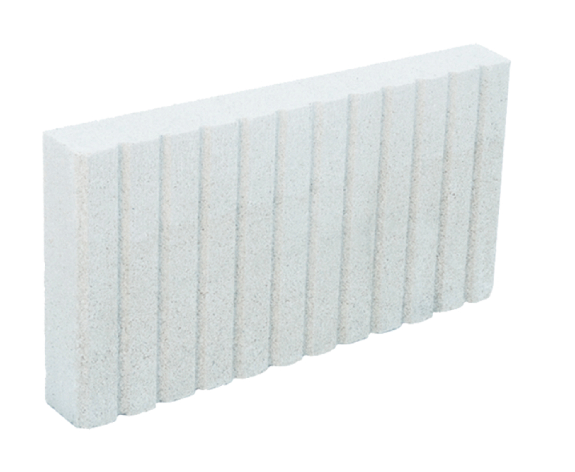 Weiße Mauerabdeckung aus Beton – gerillt, 40 × 19 × 4 cm