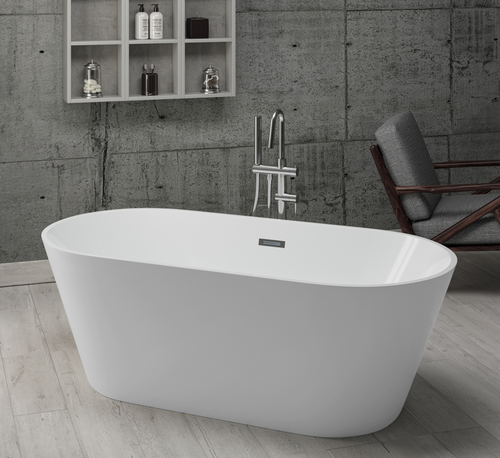 Ovale-Badewanne „Nassau“ – Acrylique, 150 × 76 cm, libre