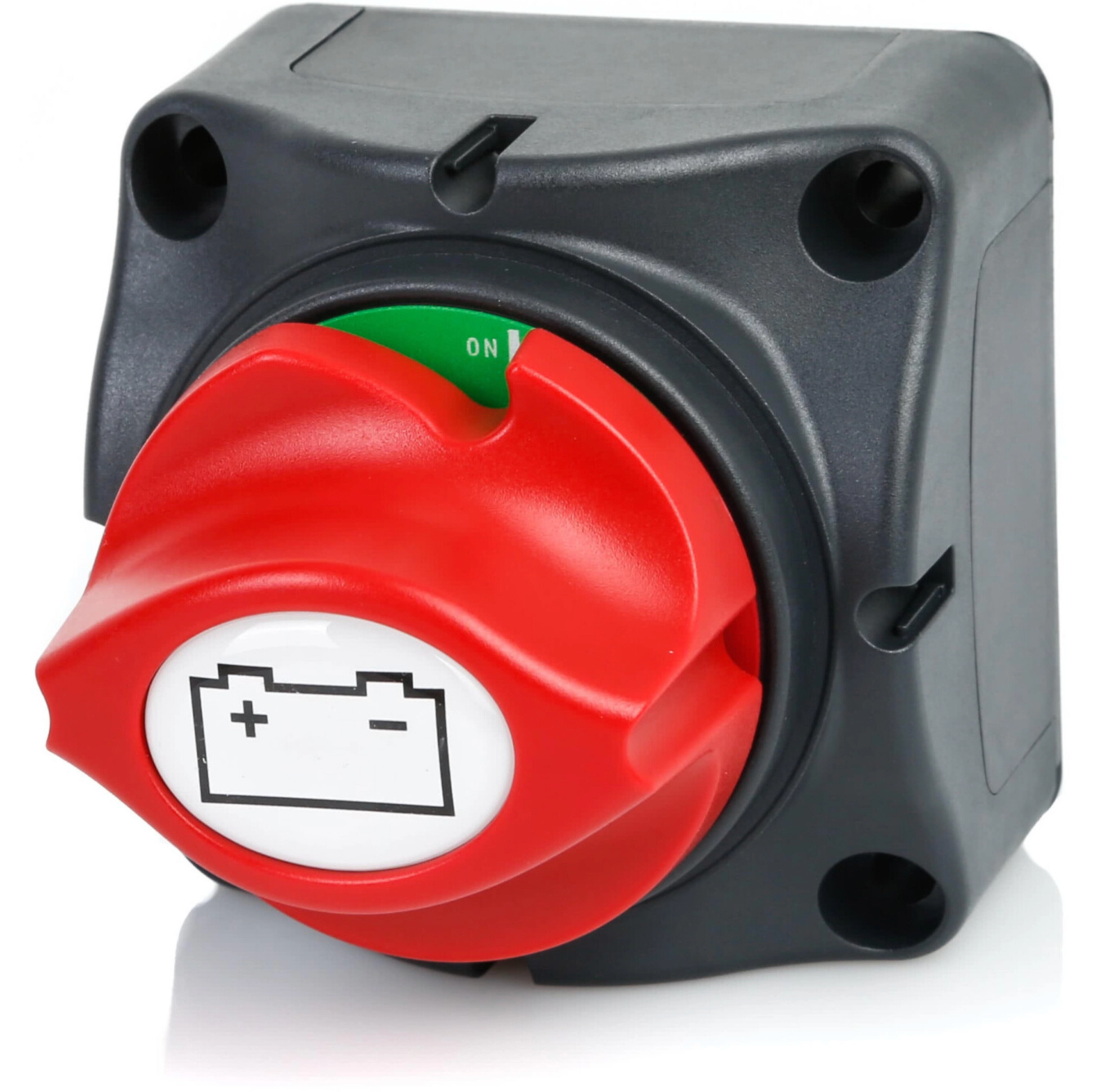 Interruptor de desconexión de batería – 12–50 VCC, 200 A, 3 posiciones (ENCENDIDO-APAGADO-liberación), aprox. 70 x 70 x 75 mm