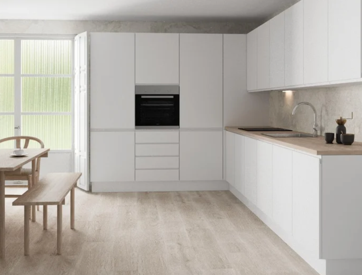 Palma kitchen – white, Ultrabrigant lacquer finish – 2.60 m kitchen length