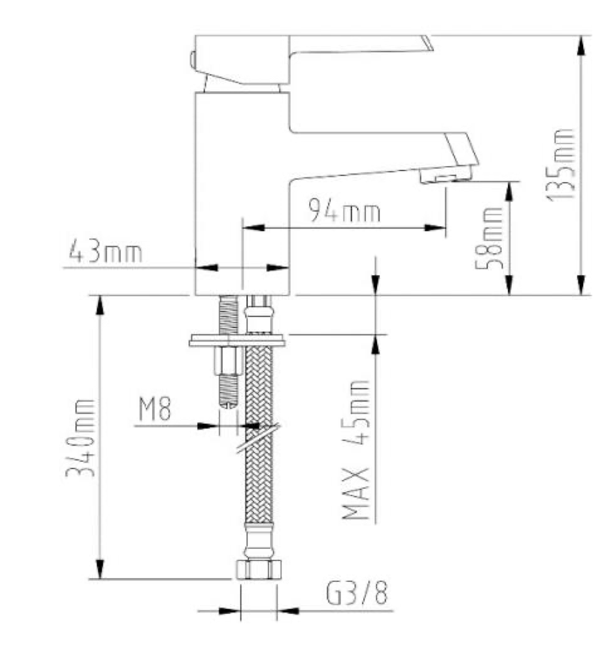 Durham single-lever basin mixer