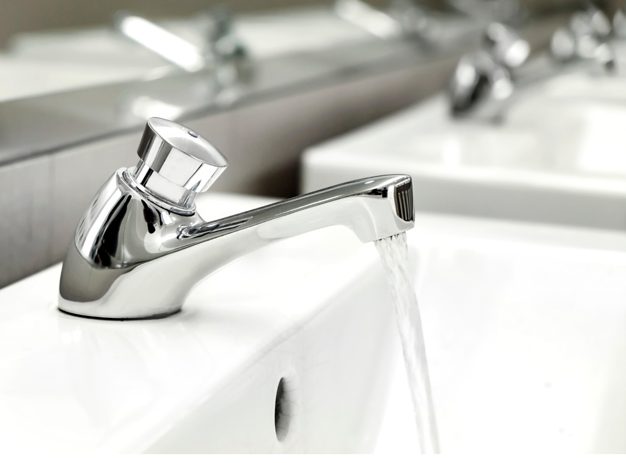 Presto washbasin timer tap – cold water, chrome-plated