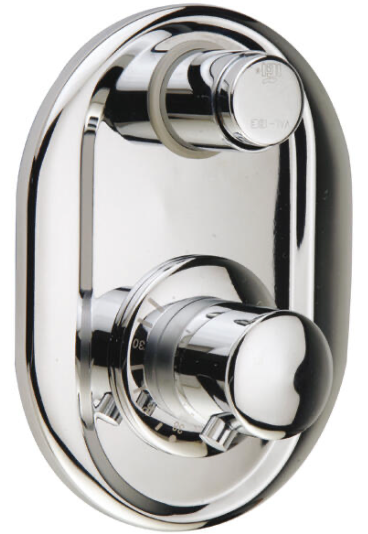 Timed flush-mounted shower mixer – Thermostatic – Stainless steel & brass – Chrome