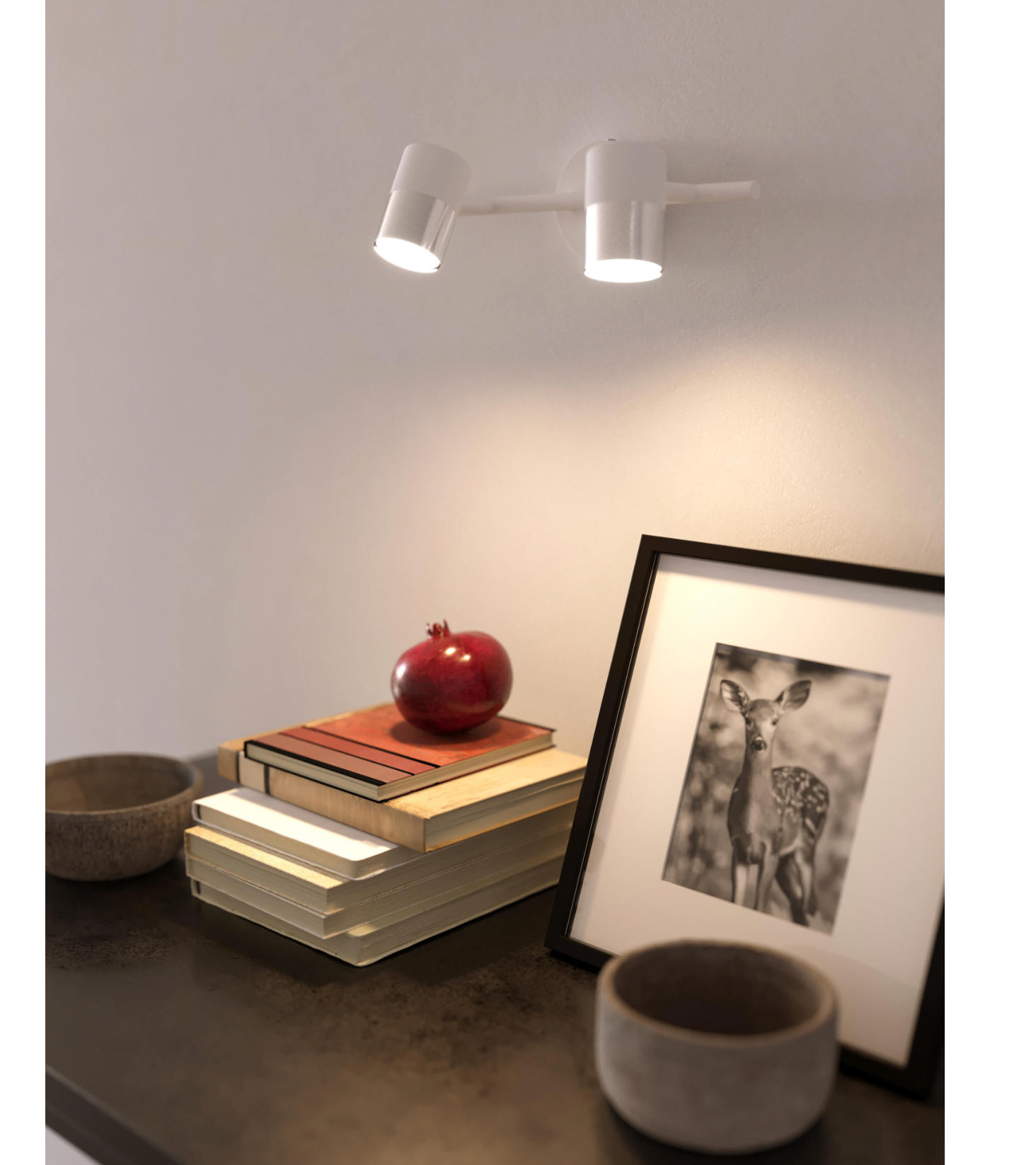 2-bulb spotlight Cloc – White – IP20 – Ø 9 × 8 cm – GU10