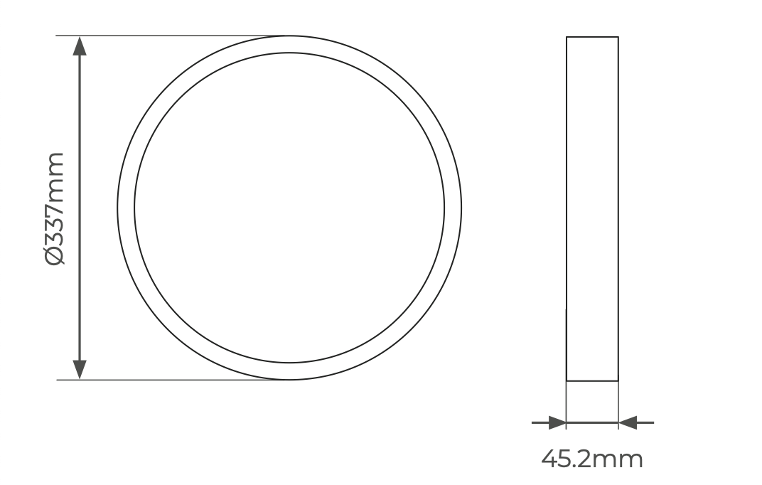 Round LED ceiling light, 33 cm, 18 W, 1350 lm, IP44 – color temperature selectable via switch
