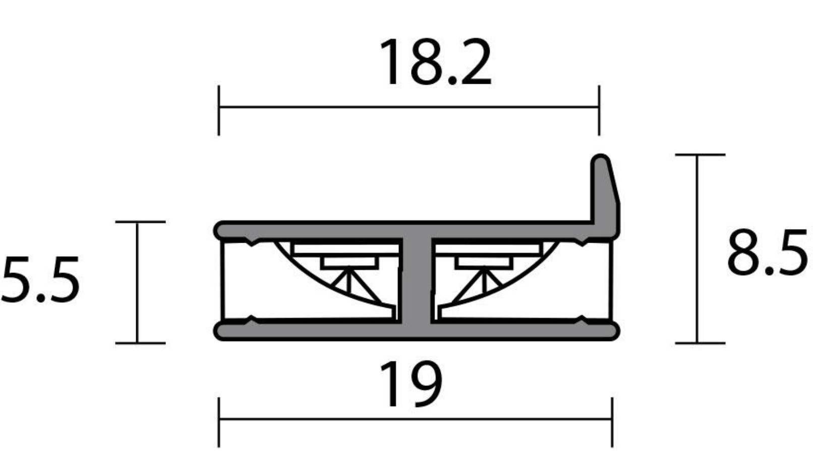 LED profile 35 cm back wall shelf RECHARGEABLE – aluminum, neutral white (4000 K)