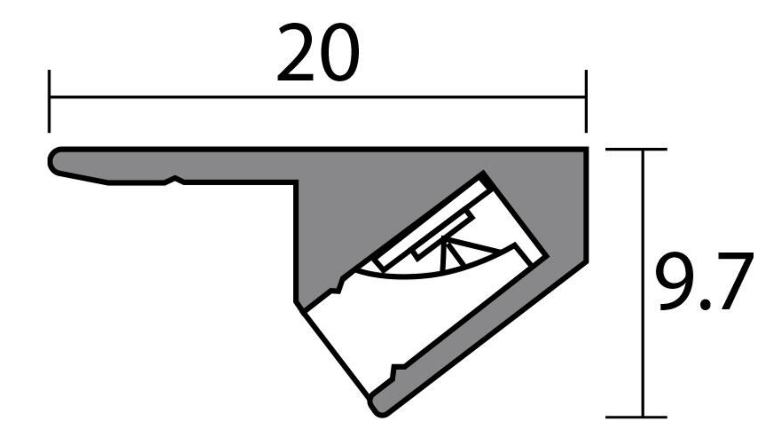 LED profile 55 cm corner under furniture – neutral white (4000 K), aluminum