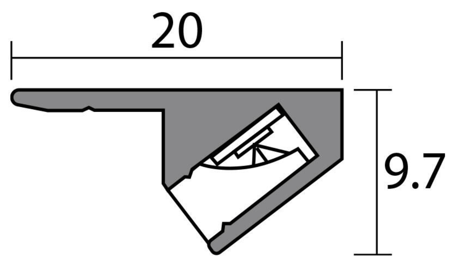 LED corner profile 35 cm for under-cabinet furniture lighting – aluminum, 4000 K, 1800 lm
