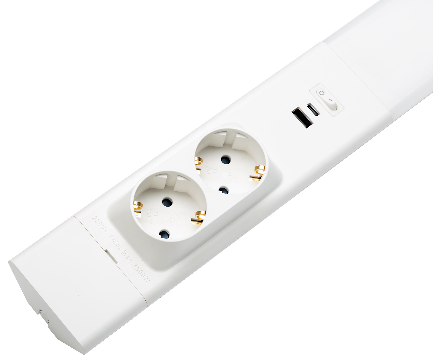 LED power strip 18W with 2xSchuko sockets and USB-A/C ports – 60cm, CCT (3000K–6000K)