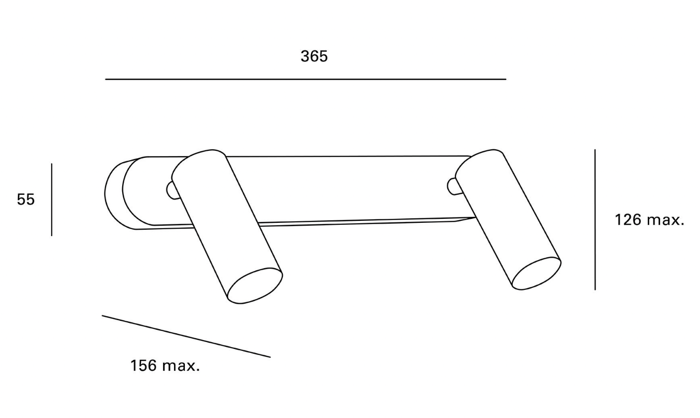 2-SPOTLIGHT LED spotlight Logos – 8.4W – Neutral white – Black – IP20 – 36.5 × 5.5 × 15.6 cm