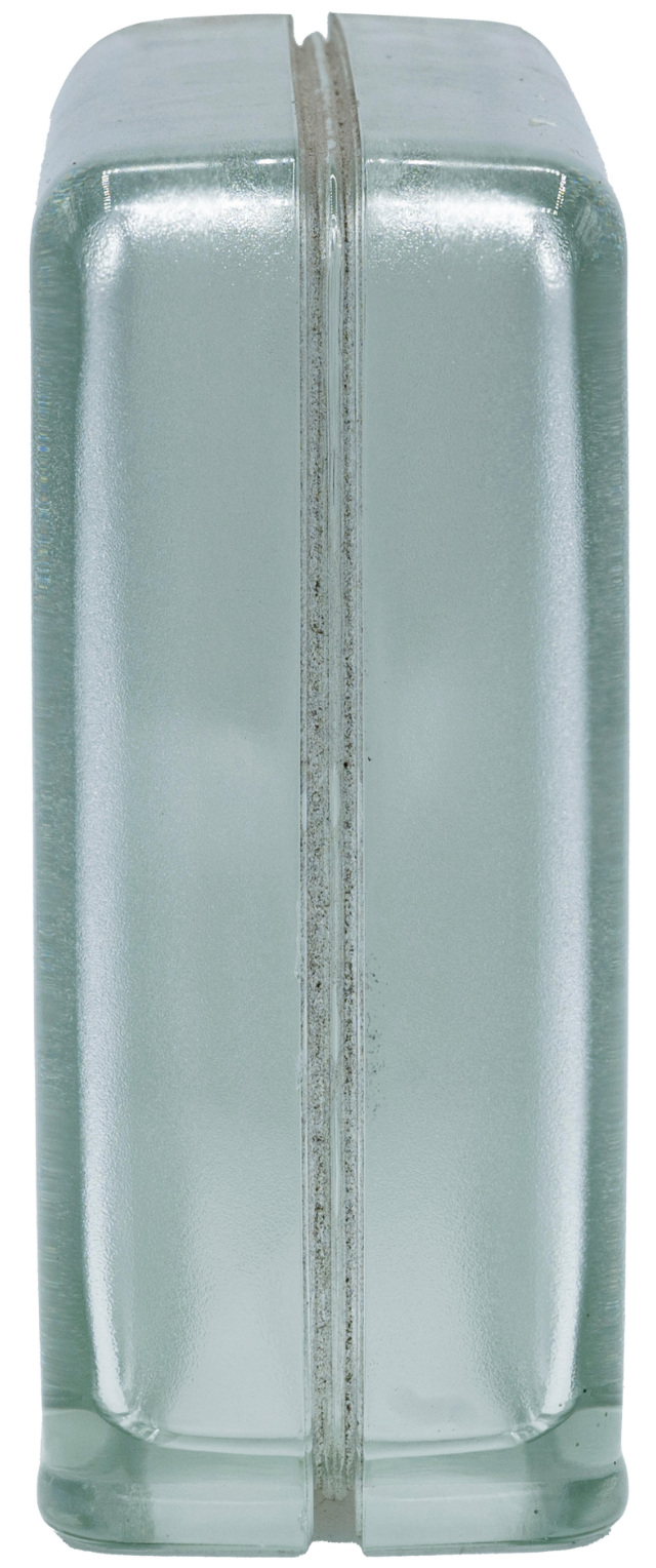 Satinado glass block – 19 × 19 × 8 cm, satin finish, wavy