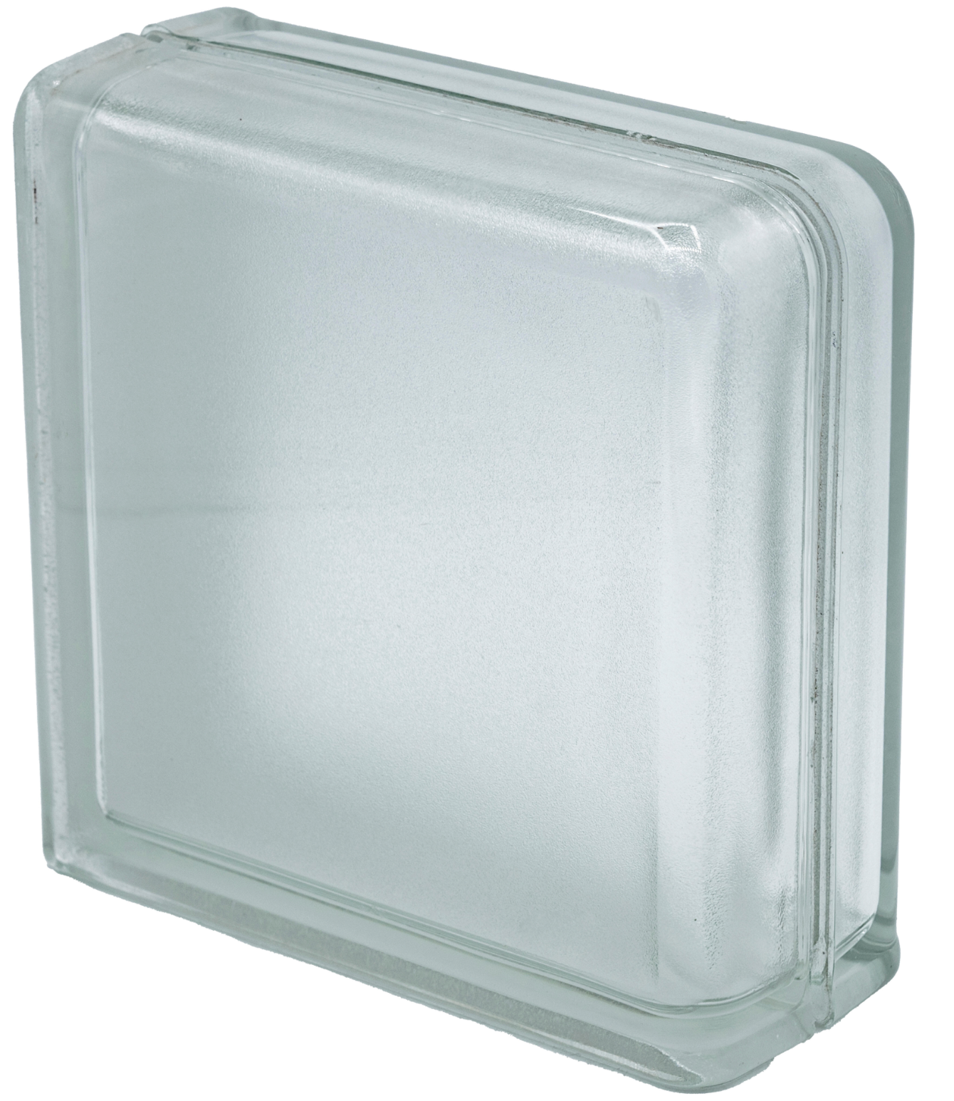 Satinado glass block – 19 × 19 × 8 cm, satin finish, wavy