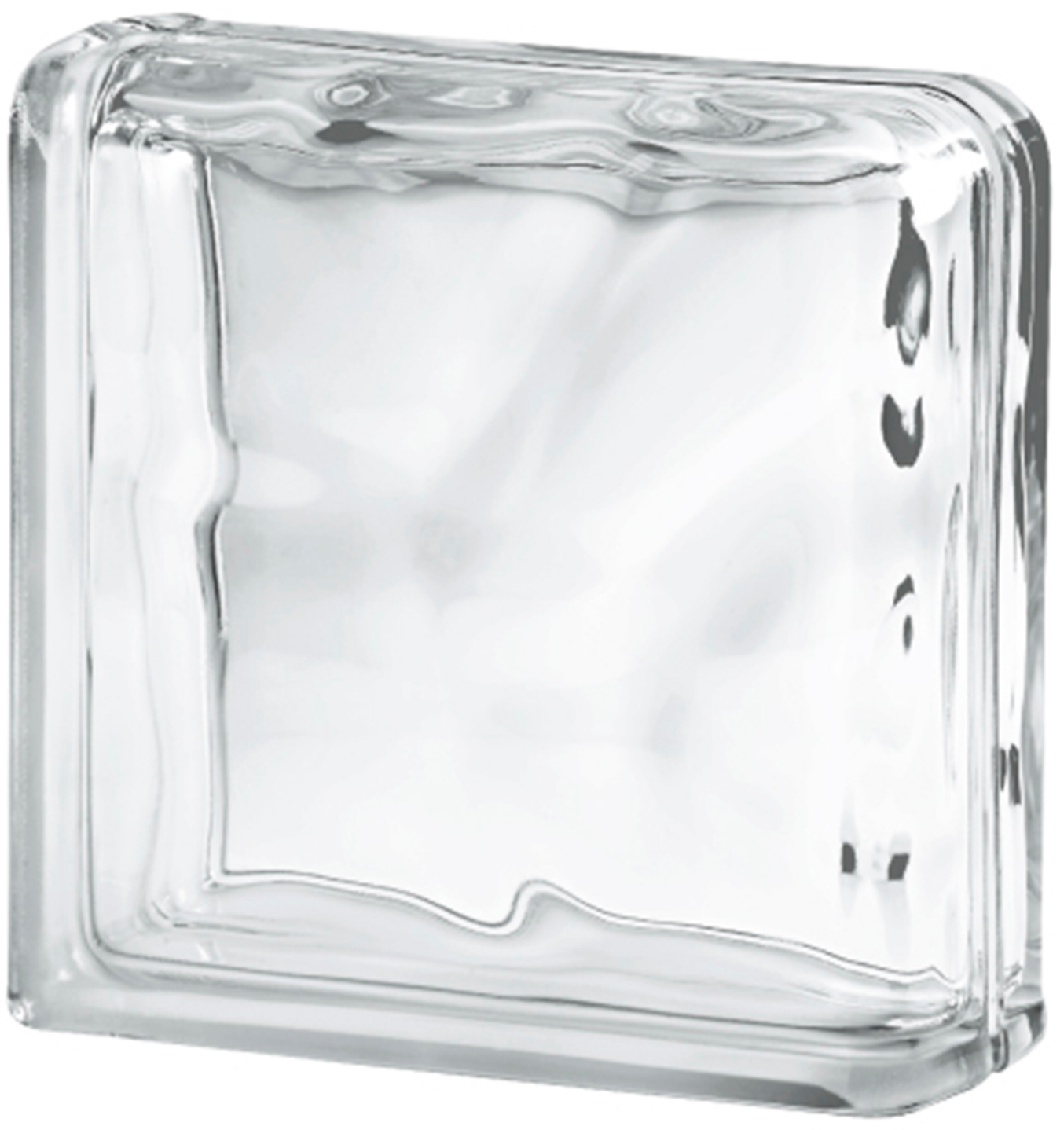 Bloque de vidrio Incoloro – 19 × 19 × 8 cm, transparente, corrugado