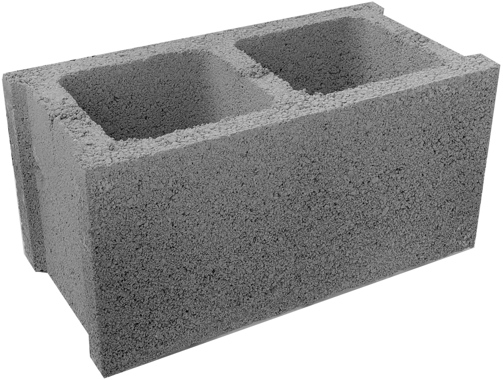 Smooth concrete block, gray – 39 × 19 × 19 cm – for walls and fences