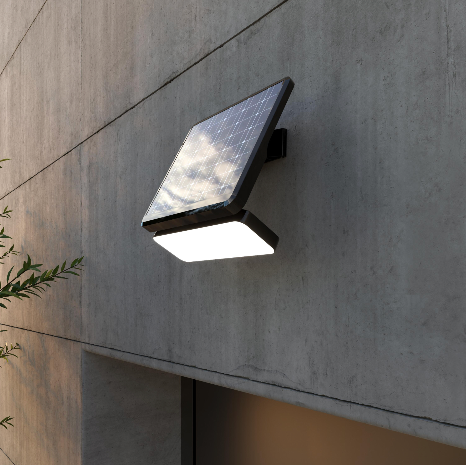 Solar floodlight 8 W – neutral white (4000 K) – with motion detector – white/aluminum housing