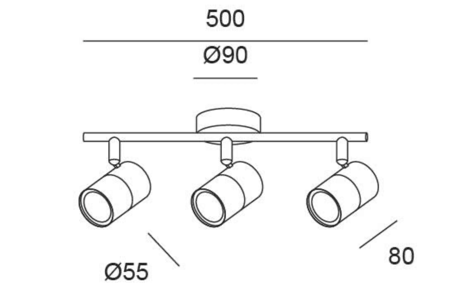 3-light spotlight “Cloc” – Black – GU10 – IP20 – Ø 9 × 50 × 8 cm