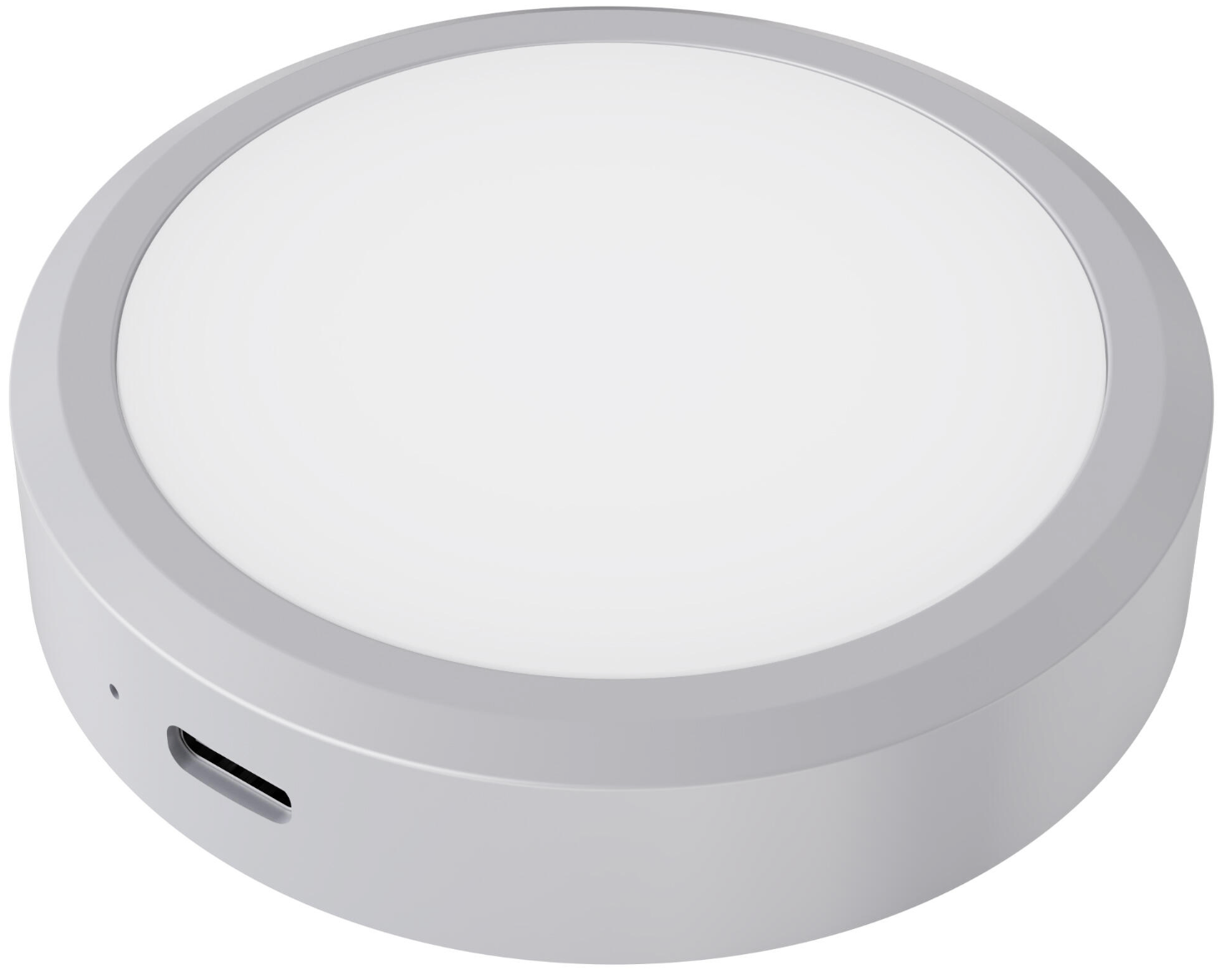 LED light, circular, extra-flat, rechargeable, gray – Ø 8 × 1.6 cm