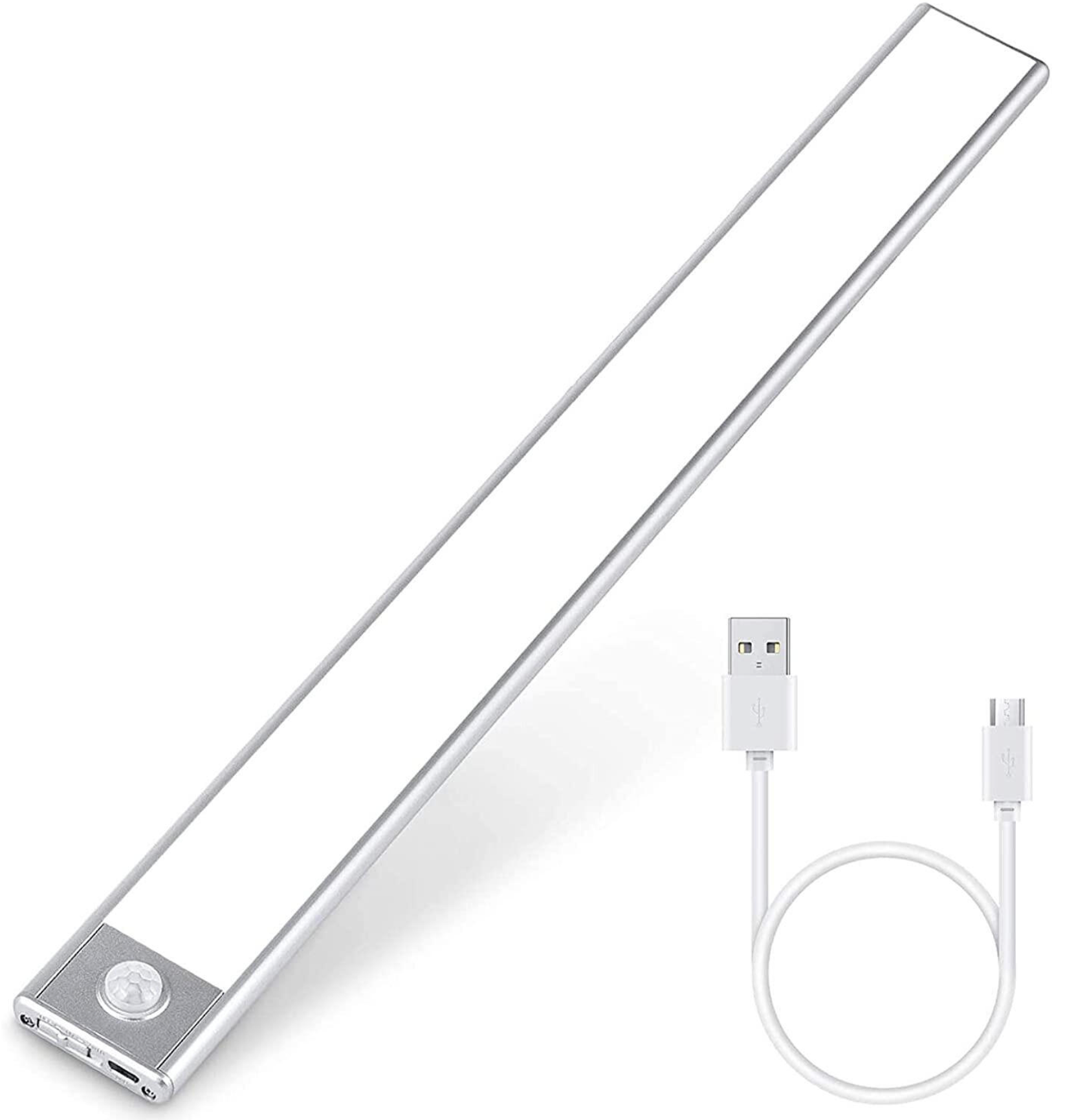 Tira LED recargable fina gris – 60 × 4 cm