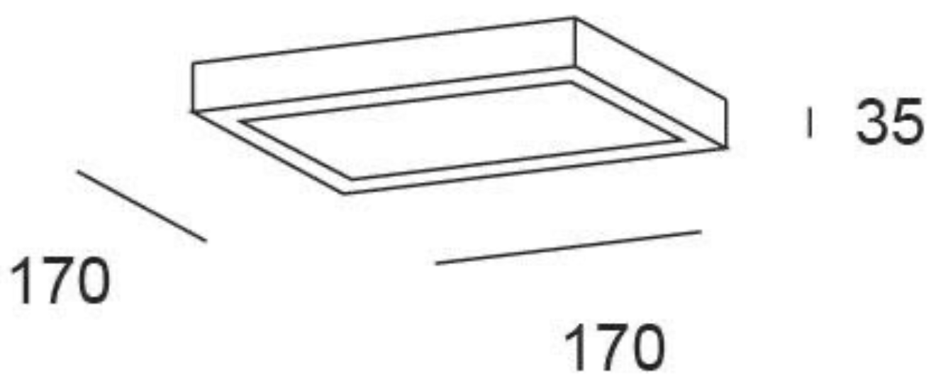 Solar LED downlight square – 12 W, black, 170 × 170 mm