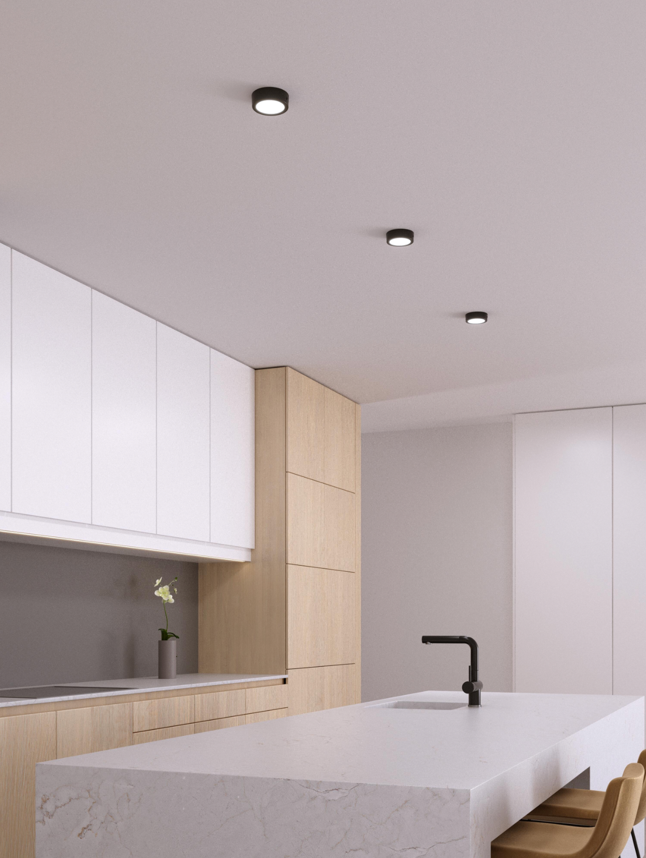 Solar LED Downlight Round – 6W, Black, Ø120mm