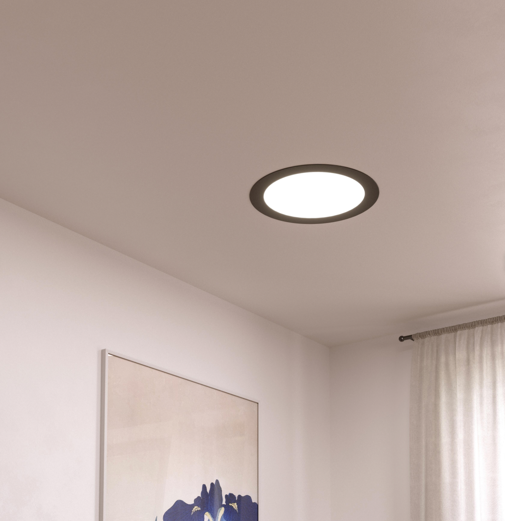 LED recessed light, round, black, 24 W – CCT (warm/neutral/cool white)
