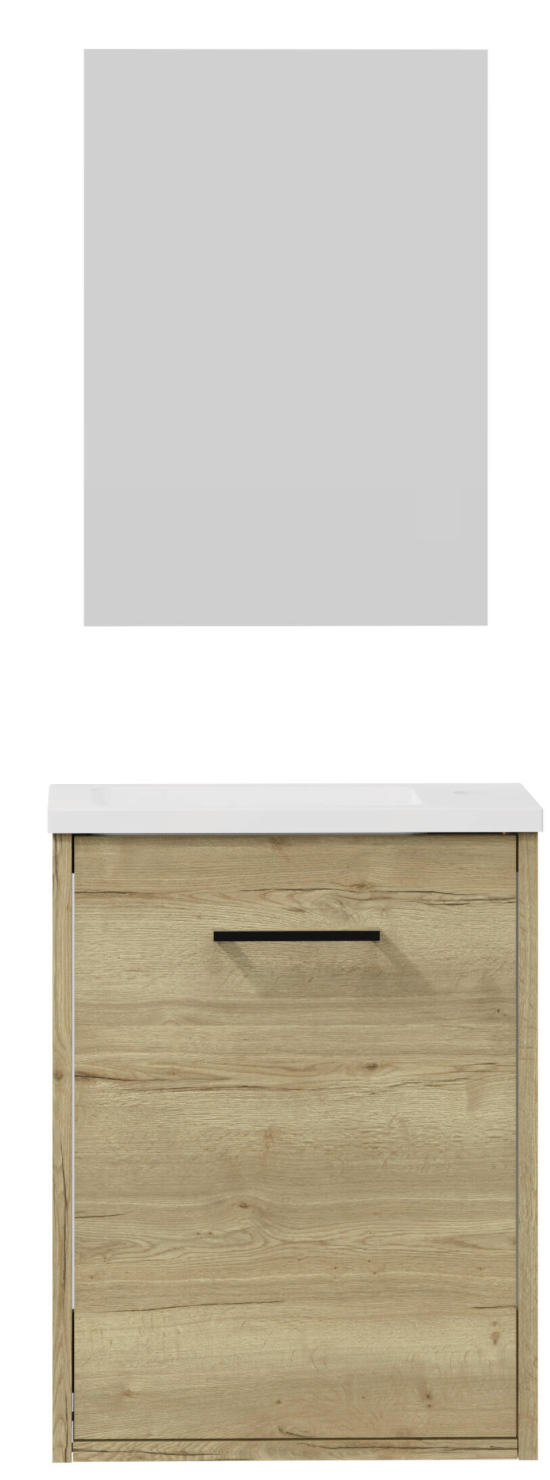 Maya Roble bathroom furniture set – 40×22×50 cm – 1 door – washbasin & mirror