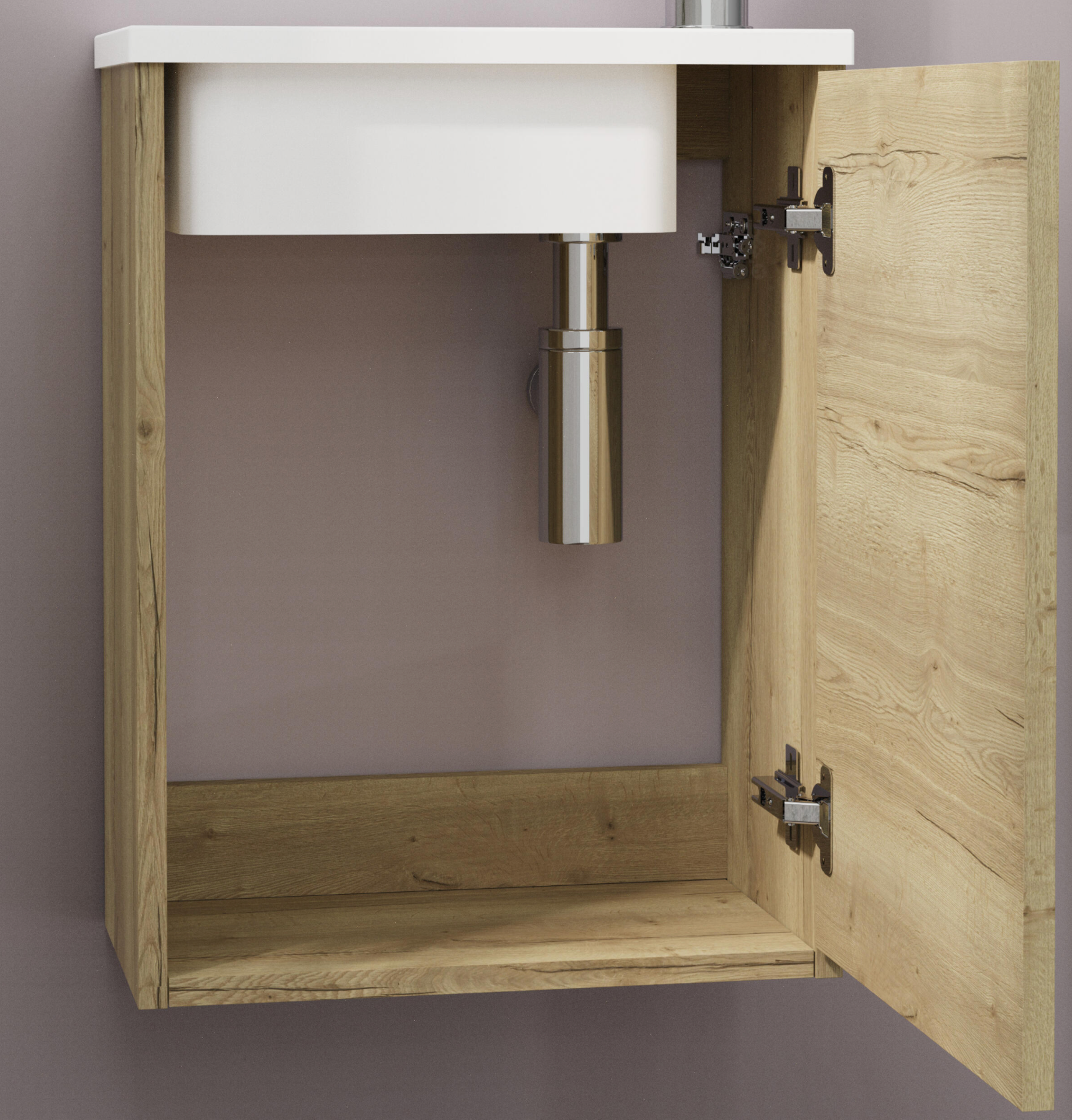 Maya Roble bathroom furniture set – 40×22×50 cm – 1 door – washbasin & mirror