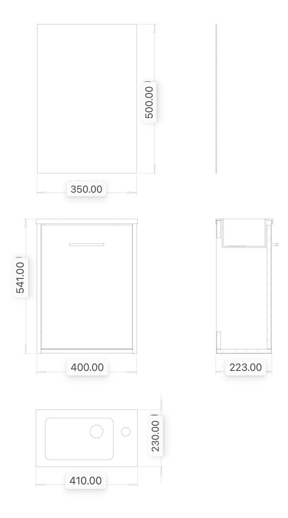 Maya Roble bathroom furniture set – 40×22×50 cm – 1 door – washbasin & mirror