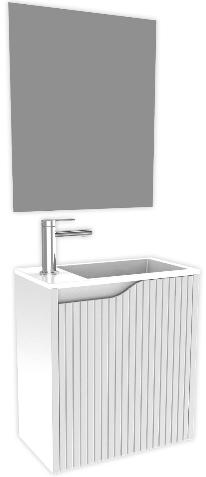 Nova Mini Blanco bathroom furniture set – 50×33×50 cm – 1 door – sink & mirror
