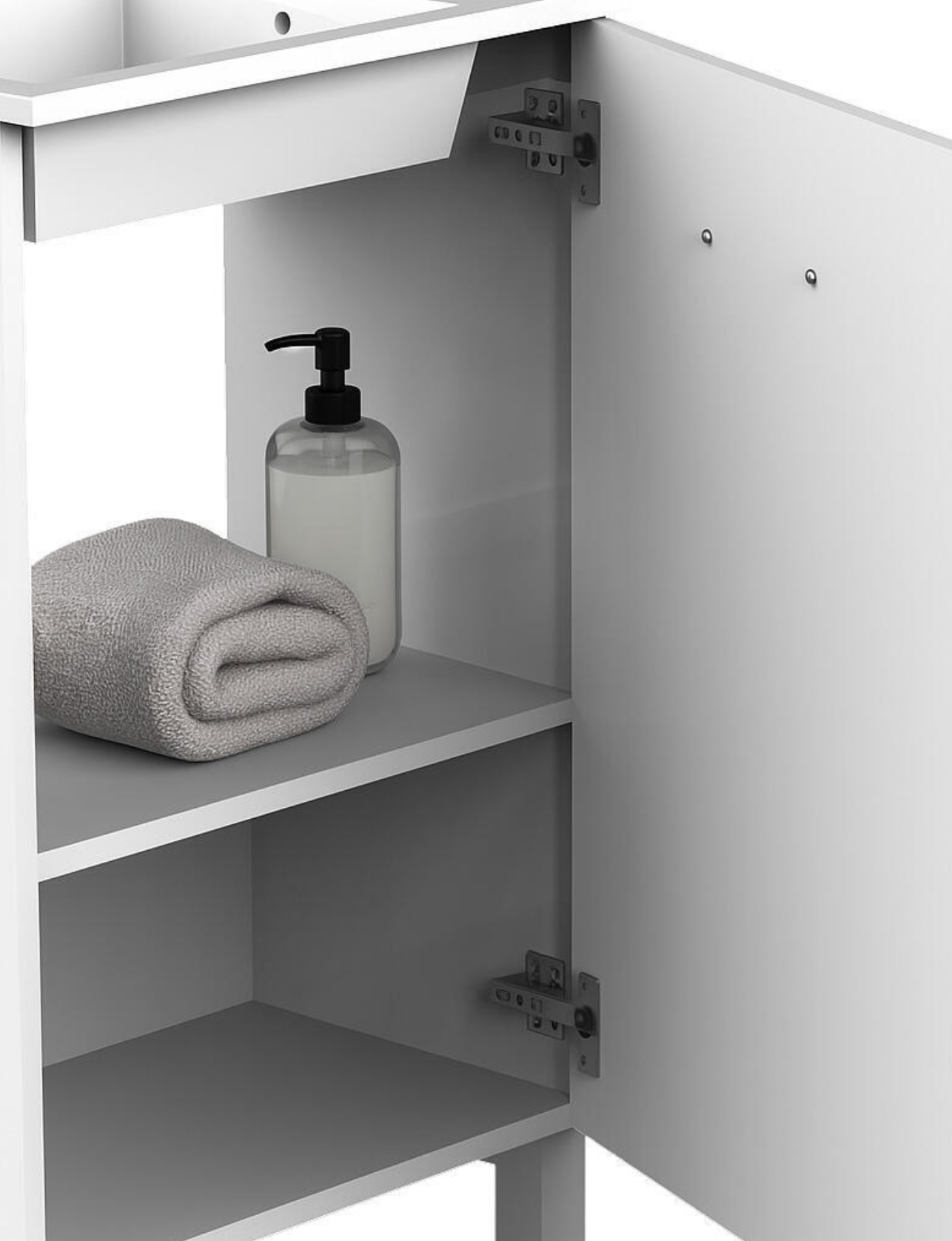 Paris White Bathroom Furniture Set – 50×33 × 80 cm – 1 Door – Sink & Mirror