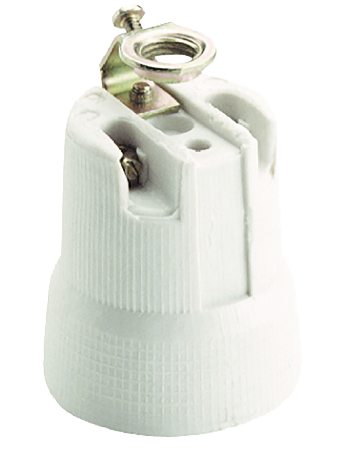 Socket adapter E27 – White, 4 A, 100 V, with M10 thread