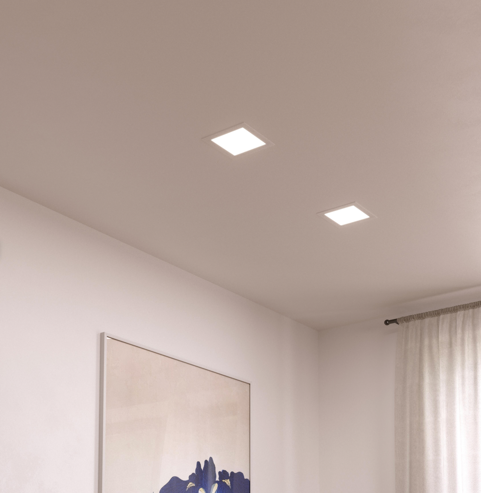 LED downlight recessed light, square, white, 18 W CCT – 3 light colors