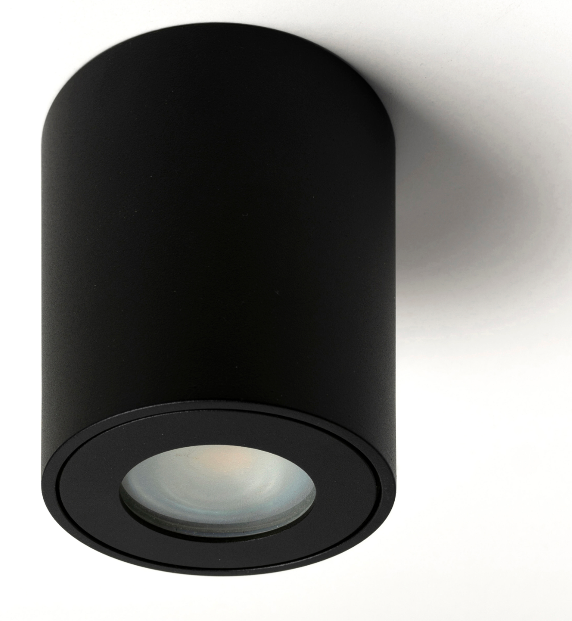 Surface ring, fixed round – Black – GU10 – IP44 – Flat design