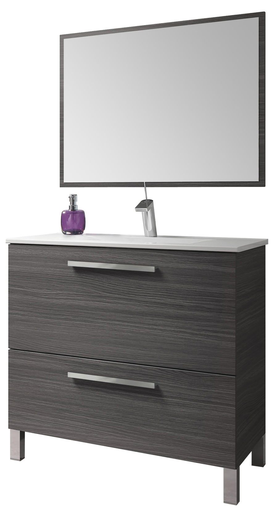 Ceniza bathroom furniture set – 80×45.5 cm – 1 hinged door + 1 drawer – mirror