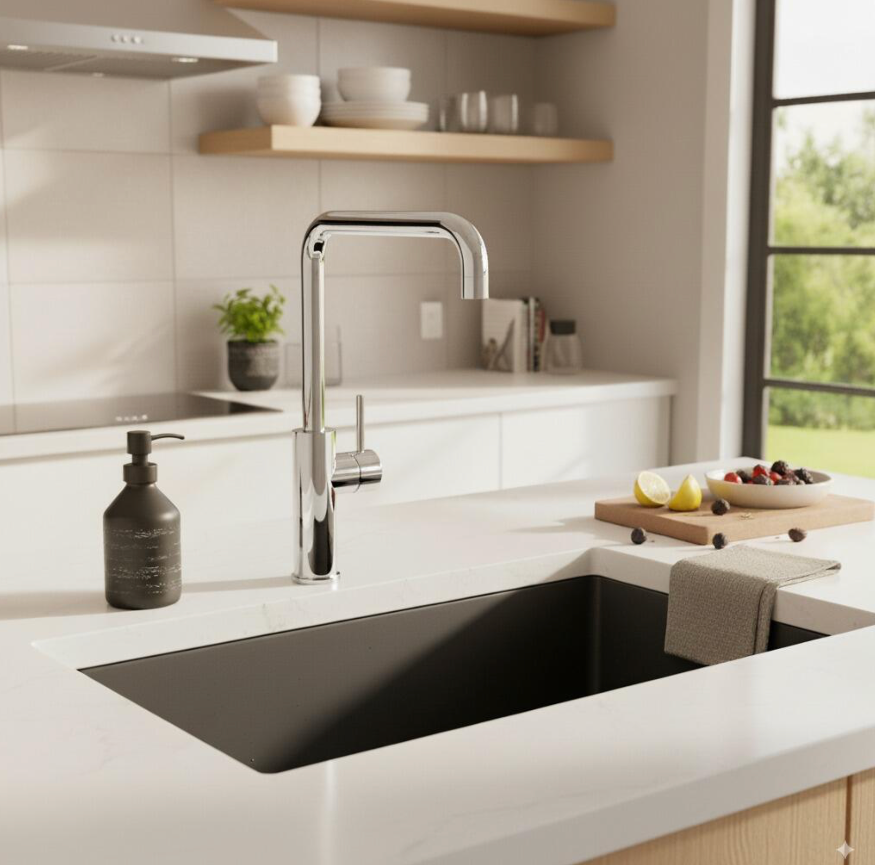 Atlantis Inox kitchen mixer tap – PVD / stainless steel, high spout